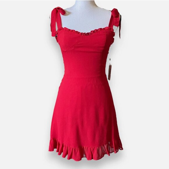 Reformation Christine Dress in Lipstick Red - Picture 3 of 4